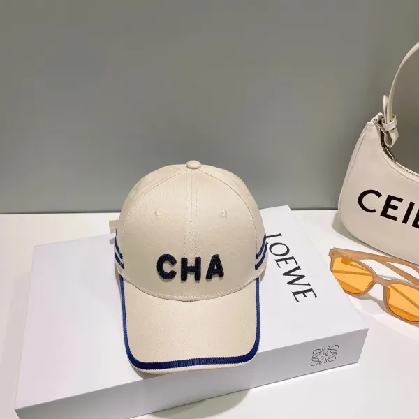 Celine Cha Baseball Cap Beige with Navy Trim - 1