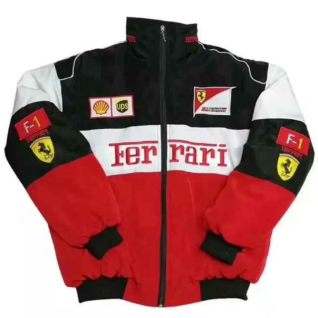 Ferrari Jackets Embroidered racing-logo zip-up bomber jacket product detail image 4