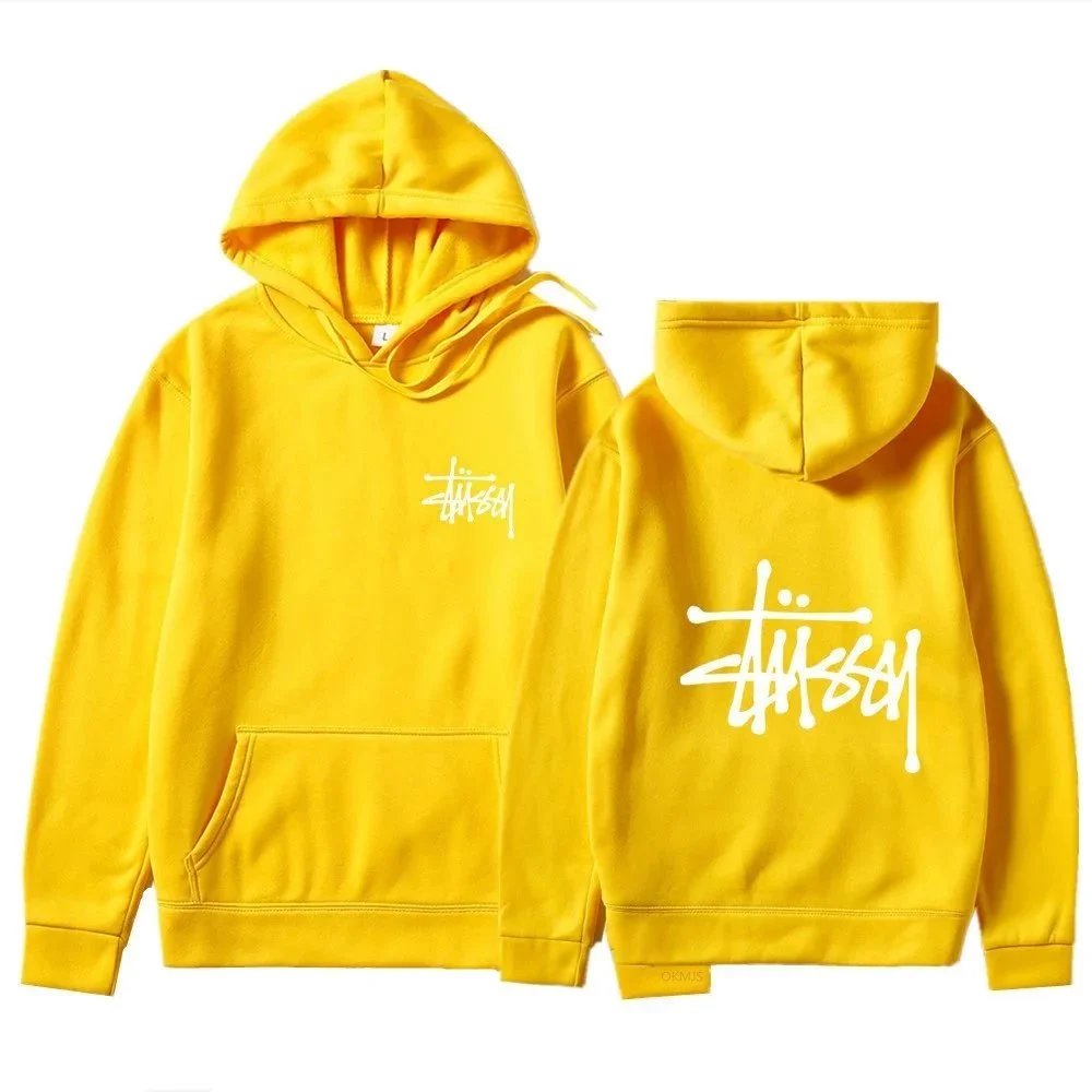 Stüssy Hoodies & Sweatshirts Logo Print Pullover Hoodie — Yellow 27