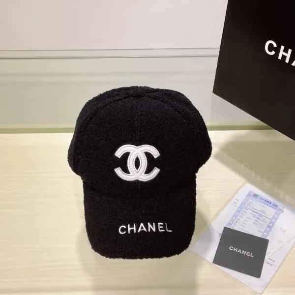 Chanel CC Logo Terry Cloth Baseball Cap Black - 1