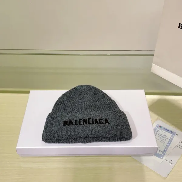 Balenciaga Logo Knit Beanie Gray - 1