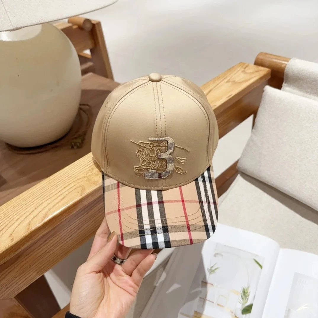 Burberry Monogram B Logo Baseball Cap Beige - 1