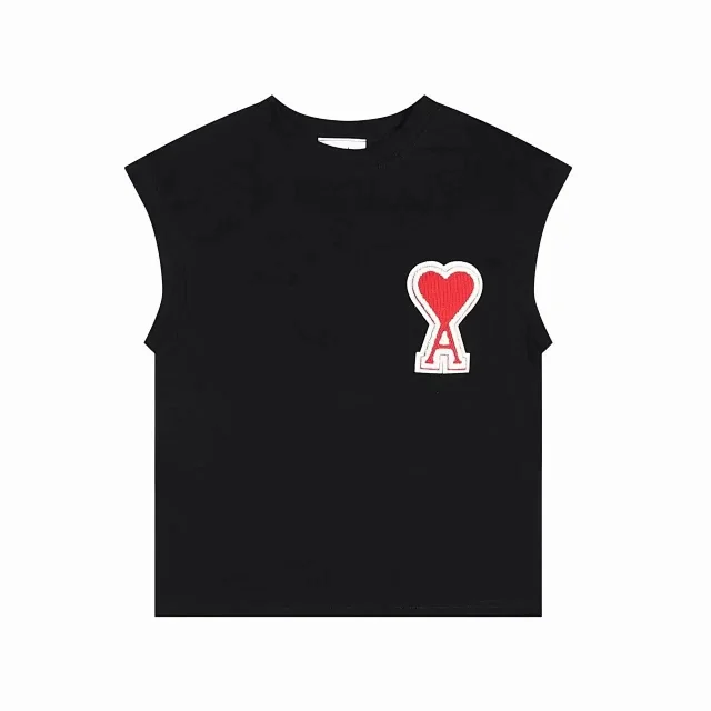 AMI Paris T-Shirts Sleeveless de Coeur patch T-shirt product detail image 1