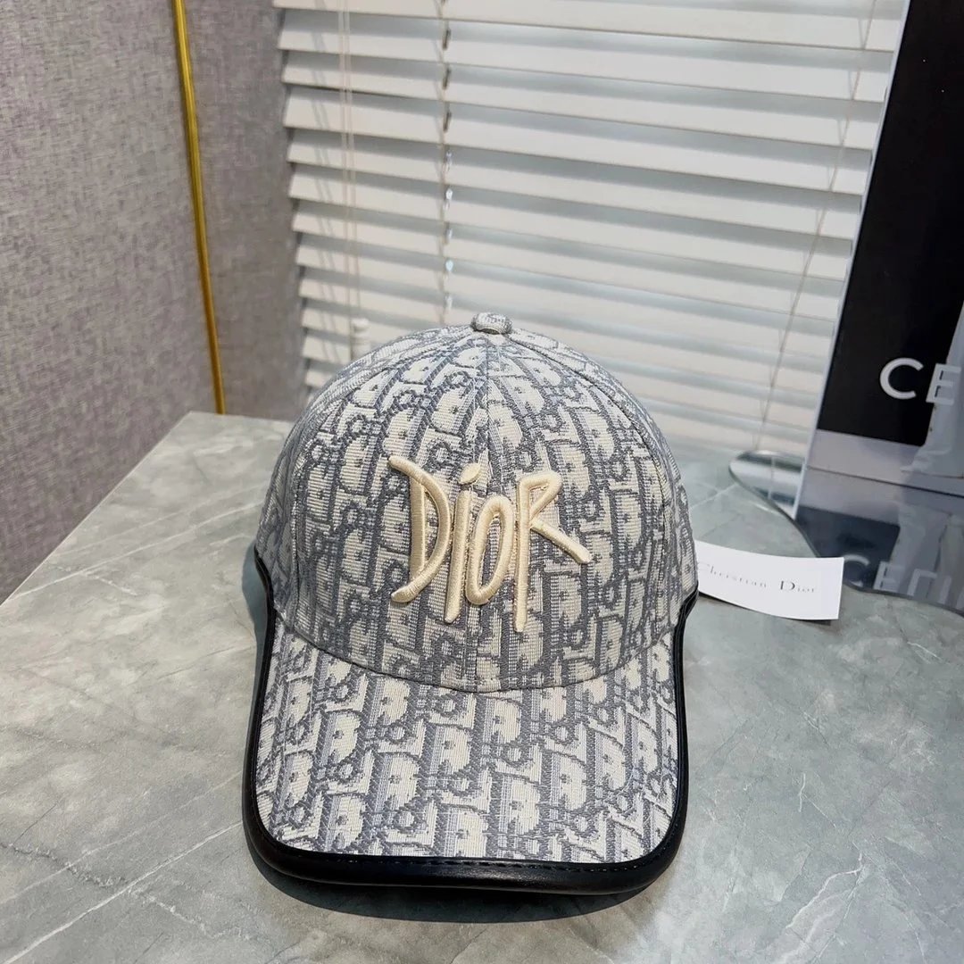 Dior Oblique Monogram Baseball Cap Beige Gray - 1