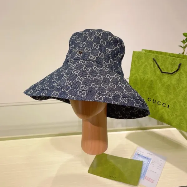 Gucci GG Monogram Denim Bucket Hat Navy - 1