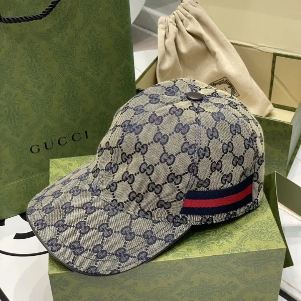 Gucci GG Marmont Baseball Cap Beige Navy Red - 1