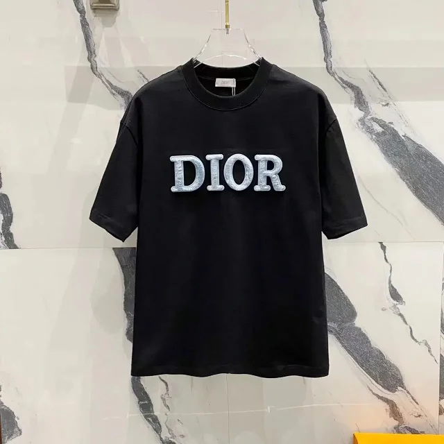 Dior T-Shirts Embroidered logo crew-neck short-sleeve product detail image 2