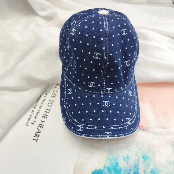 Chanel Denim Monogram Dot Baseball Cap Navy - 1