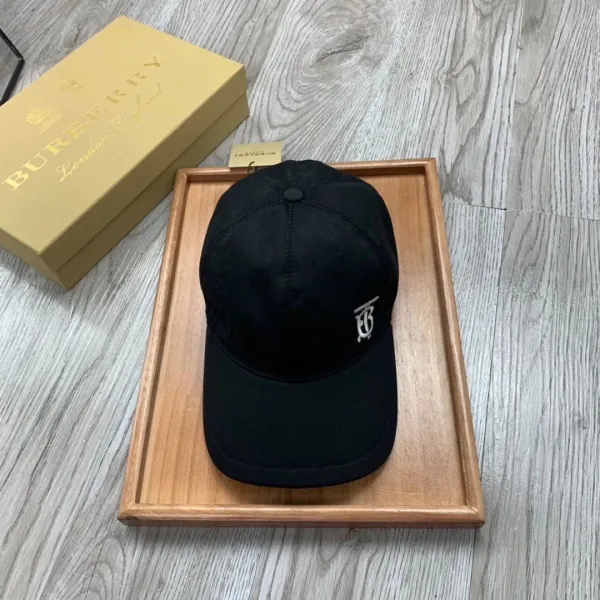 Burberry Monogram-Embroidered Black Baseball Cap - 1