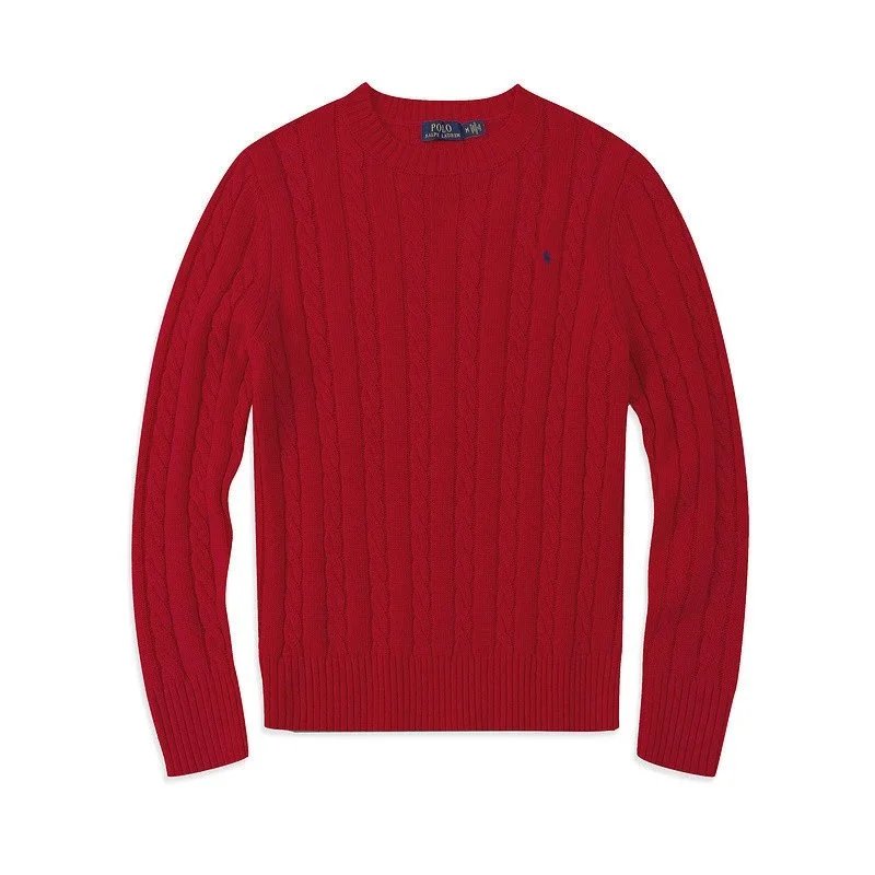 Polo Ralph Lauren Knitwear Cable-Knit Crewneck Sweater — 6005 men’s red
