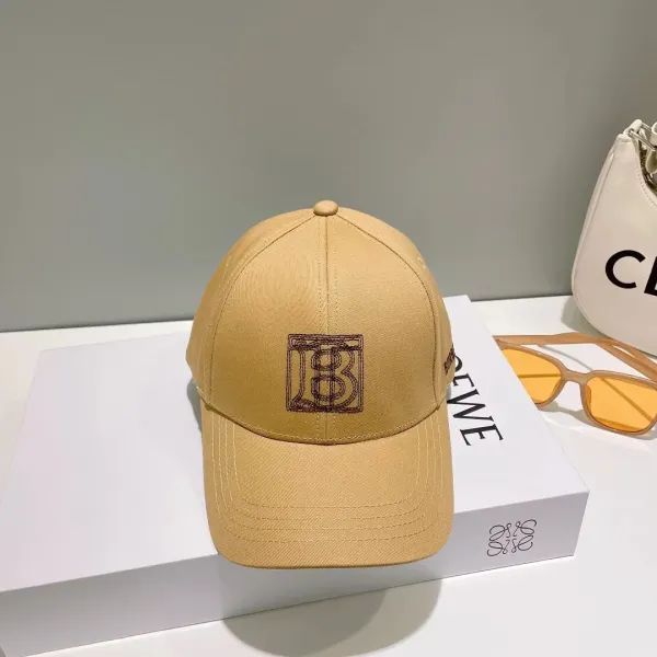 Burberry Monogram-Embroidered Beige Baseball Cap - 1