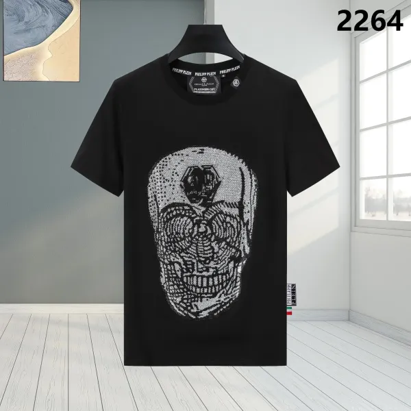 Philipp Plein Platinum Cut Skull Embroidered Black T-Shirt - 1