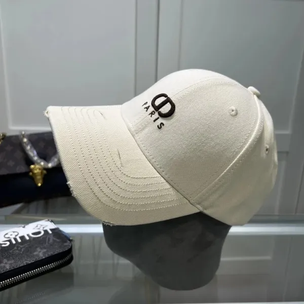 Dior CD Paris Embroidered Distressed Baseball Cap Beige - 1