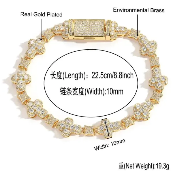 Real Gold Plated Floral CZ Bracelet in Gold - 1