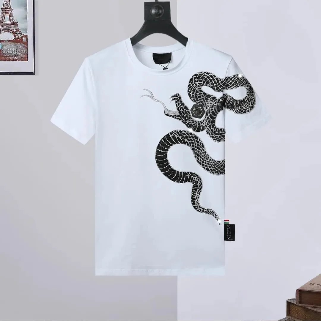 Philipp Plein Dragon Embellished White T-Shirt - 1