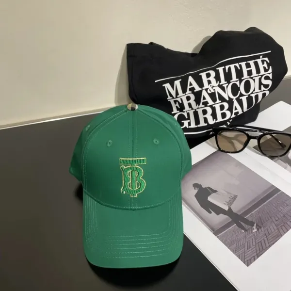 Burberry Monogram Embroidered Baseball Cap Green - 1