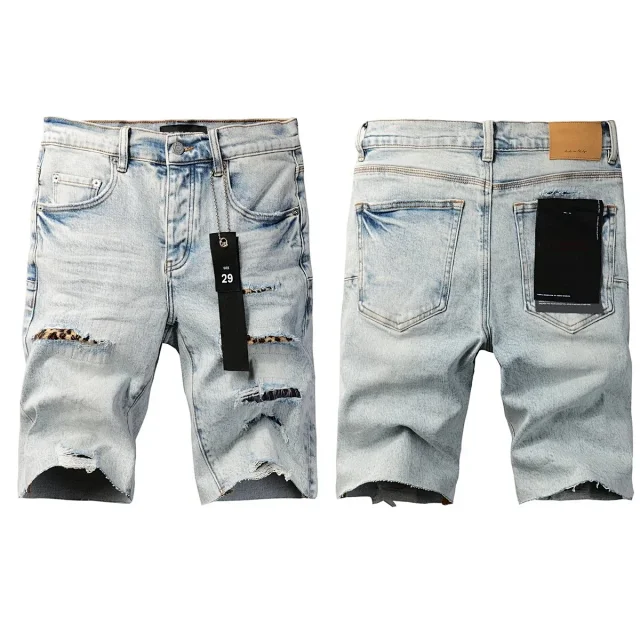 Purple Brand Shorts Distressed raw-hem denim product detail image 10