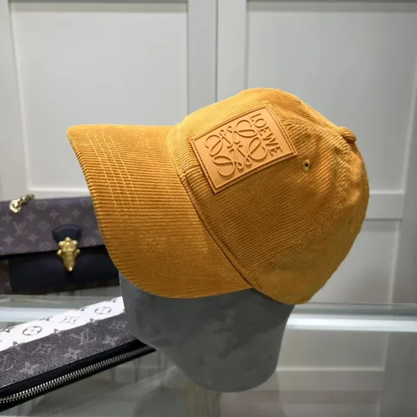 Loewe Anagram Patch Corduroy Baseball Cap Mustard Yellow - 1