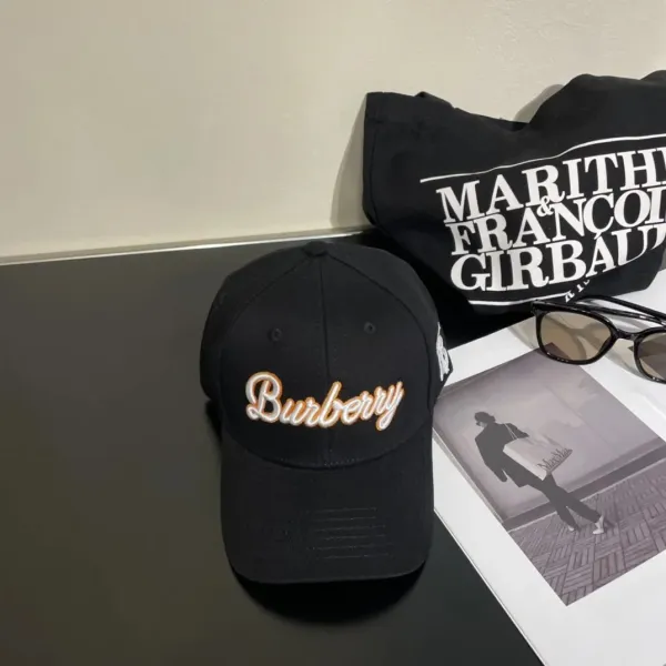 Burberry Script Logo Black Baseball Cap - 1