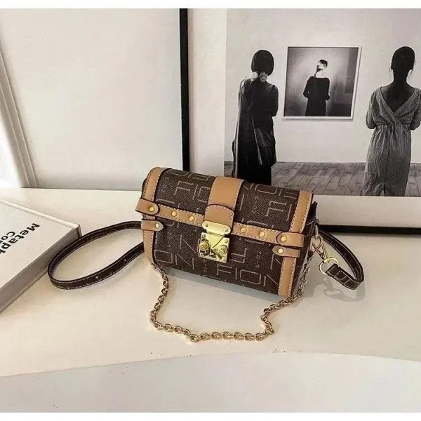 Fendi Trunk Bag Brown Monogram Canvas Chain Crossbody Bag - 1