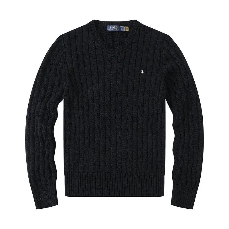 Polo Ralph Lauren Knitwear Cable-Knit Crewneck Sweater — 6011 Women's V-neck Black