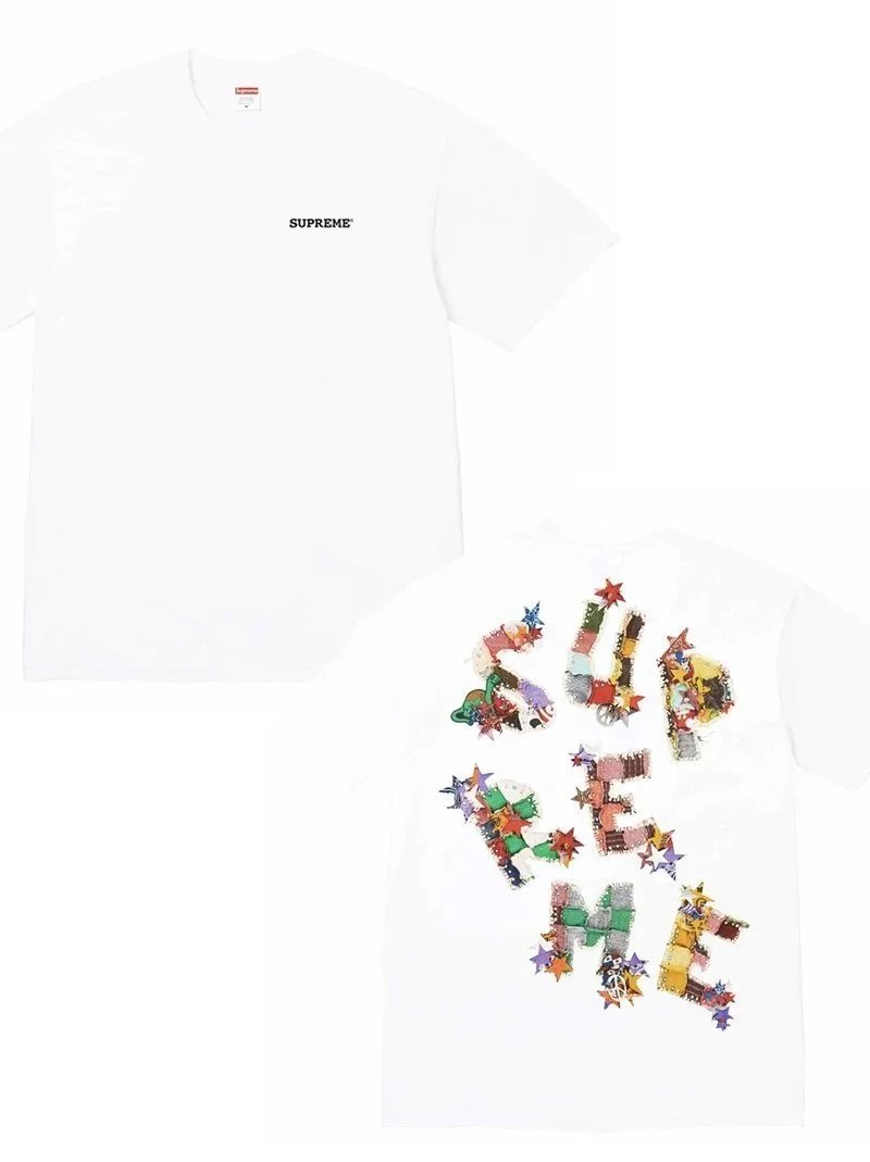 Supreme T-Shirts Short-Sleeve Graphic Print T-Shirt — B363 White, colored back