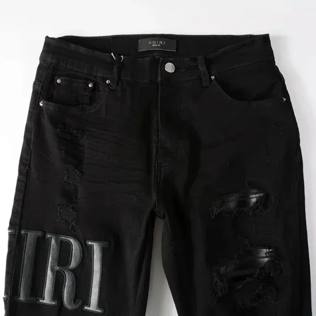 AMIRI Jeans Distressed skinny with logo appliqué product detail image 7