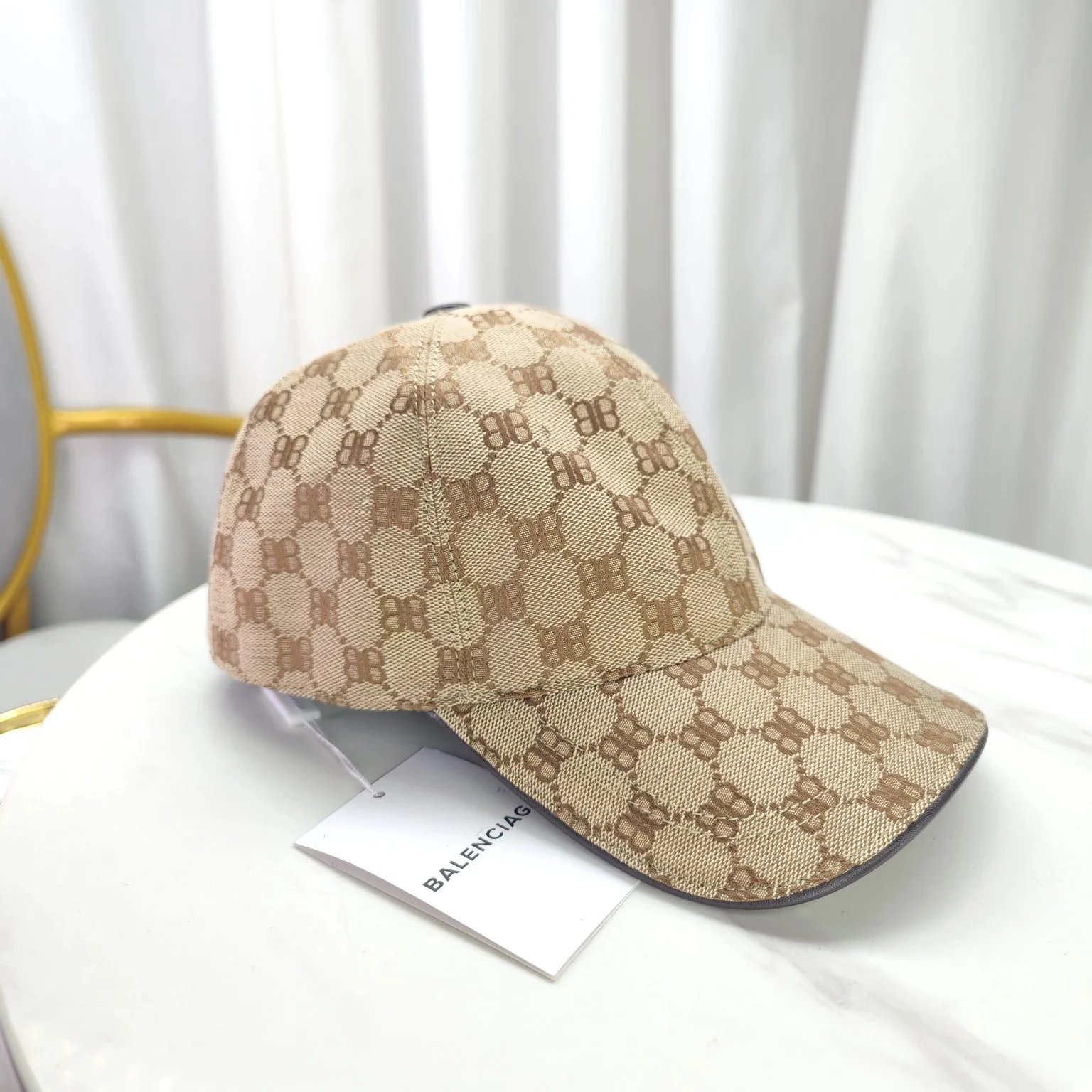 Balenciaga Distressed Logo Baseball Cap Beige - 2