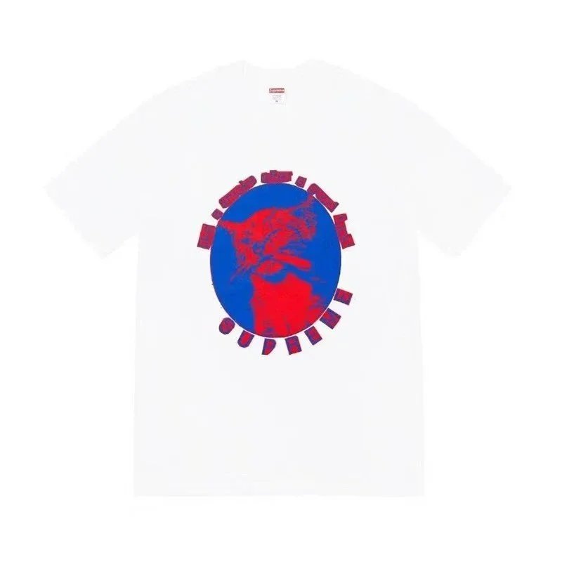 Supreme T-Shirts Short-Sleeve Graphic Print T-Shirt — B349 Kitten White