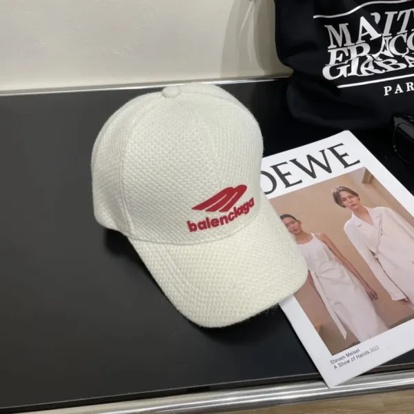 Balenciaga Distressed Logo Baseball Cap Beige - 8