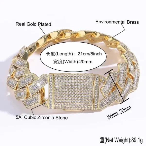 Gold-Plated Iced Out Miami Cuban Link Bracelet with 5A+ Cubic Zirconia Stones - 1
