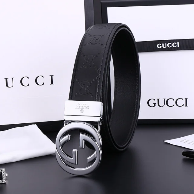 Gucci Belts Embossed monogram belt with interlocking G buckle product detail image 8