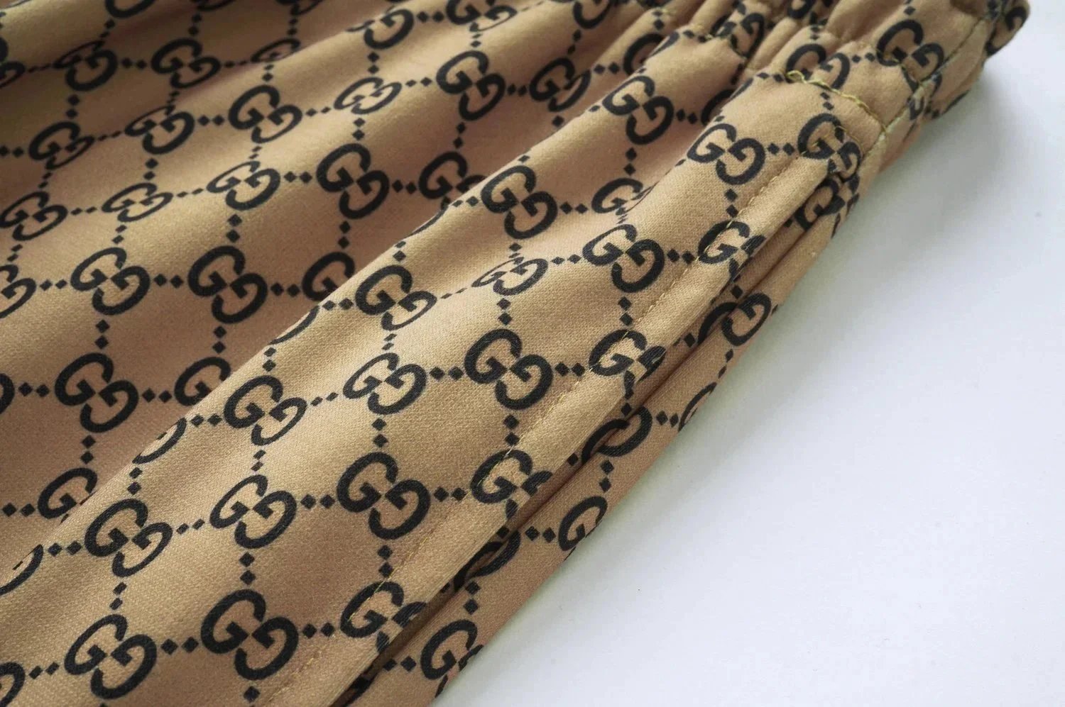 Gucci GG Monogram Print Wide-Leg Pants Beige - 6