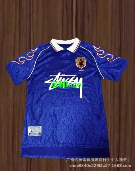 Stüssy x Japan National Team Flame Print Soccer Jersey Blue - 1