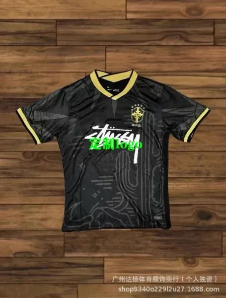 Stussy x Brazil National Team Custom Jersey Black/Gold - 1
