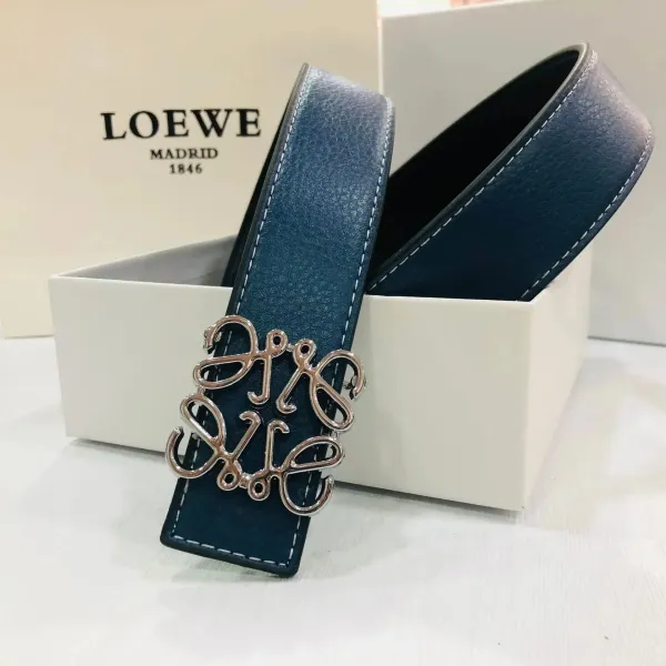 Loewe Anagram Belt Navy Leather - 6