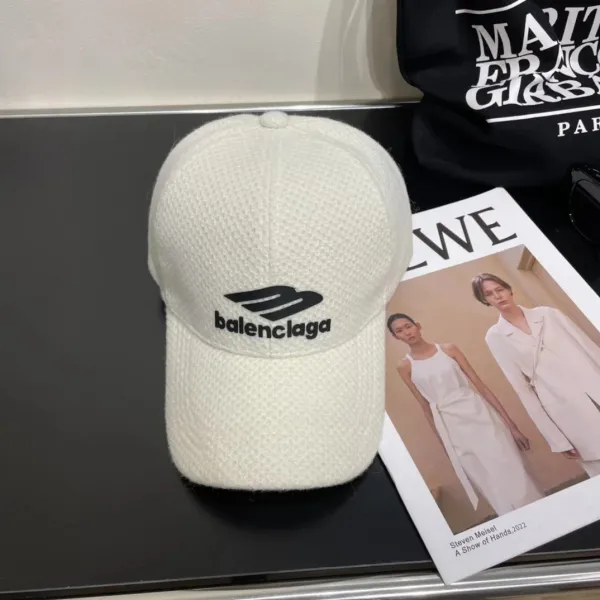 Balenciaga Distressed Logo Baseball Cap Beige - 9