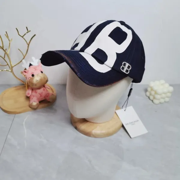 Balenciaga BB Logo Baseball Cap Navy - 1