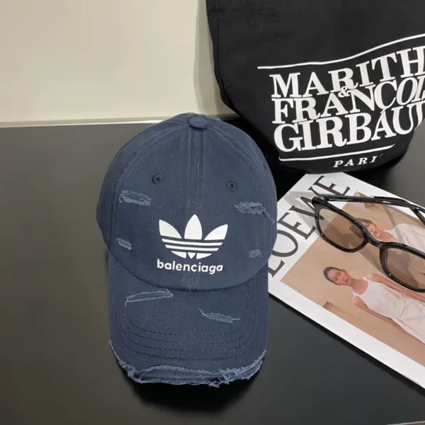 Adidas Originals x Balenciaga Distressed Navy Baseball Cap - 1