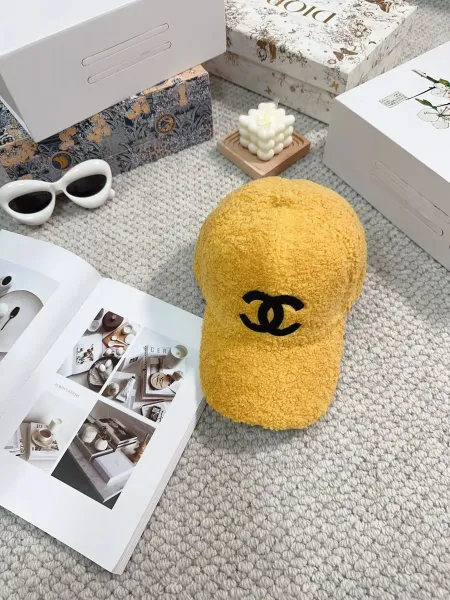 Chanel Teddy Fleece Baseball Cap Yellow - 1