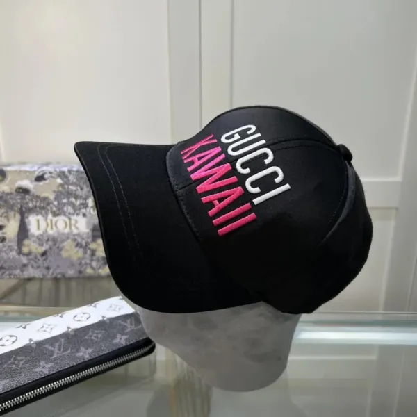 Gucci Kawaii Embroidered Black Baseball Cap - 1
