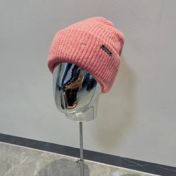 GRA Beanie Pink Ribbed Knit Hat - 1