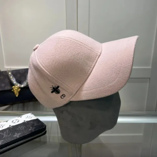 Dior Bee Embroidered Wool Baseball Cap Pink - 1