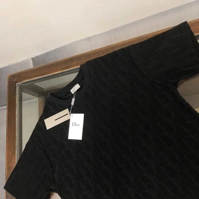 Dior T-Shirts Oblique-pattern crew-neck product detail image 2