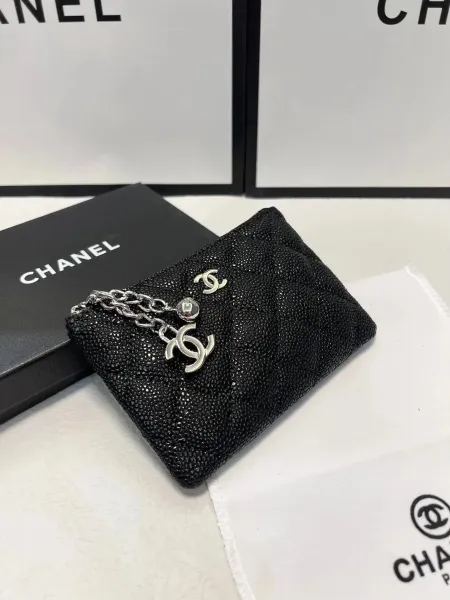Chanel Mini Wallet on Chain Black Shiny Stingray Quilted Card Holder - 10