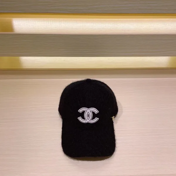 Chanel CC Logo毛呢棒球帽 Black Baseball Cap - 1