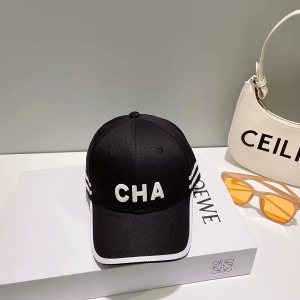 Chanel CHA Embroidered Baseball Cap Black - 1