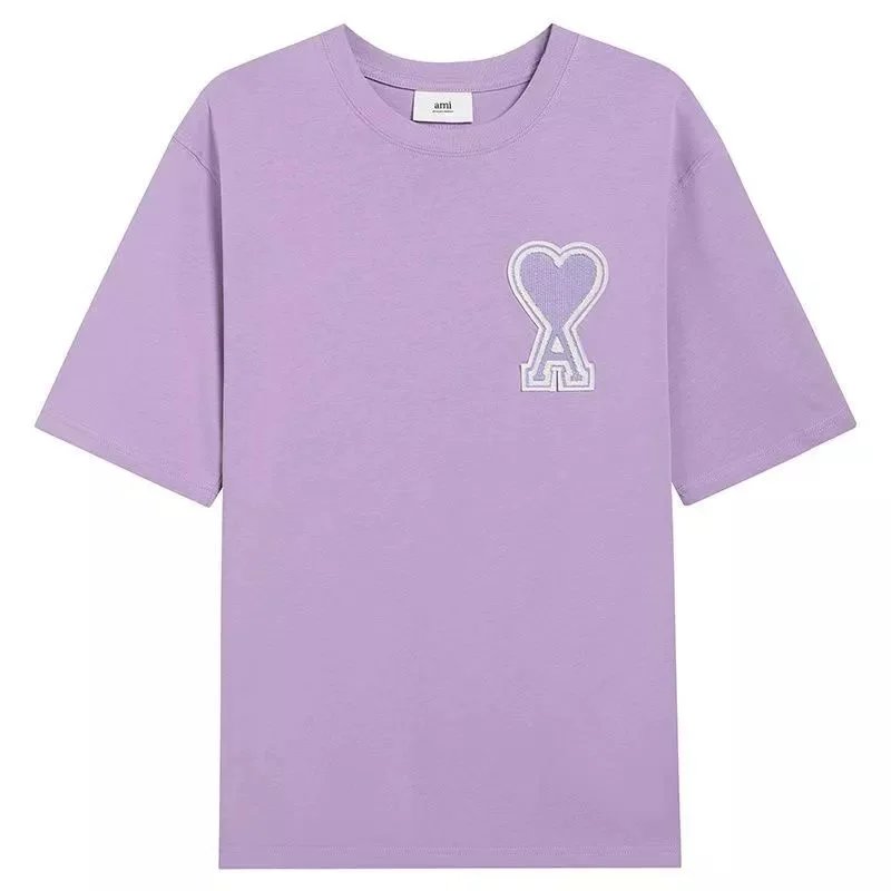 AMI Paris Heart Logo T-Shirt Lavender T-Shirt - 1