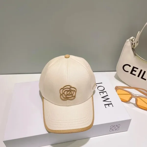 Chanel Floral Embroidered Beige Baseball Cap - 1