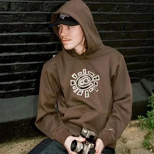 Unbranded Hoodies & Sweatshirts Sun emblem pullover hoodie with kangaroo pocket product detail image 6